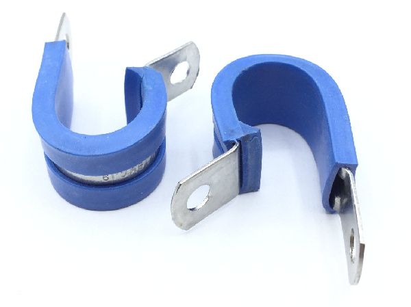 9/16" P Clamps Aircraft JM MS21919WCJ9 Blue Rubber and SS w/#10 hole 5/pk