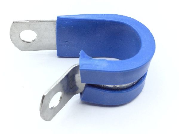 9/16" P Clamps Aircraft JM MS21919WCJ9 Blue Rubber and SS w/#10 hole 5/pk